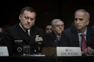 NSA Director Admiral Mike Rogers & Director NGA, Robert Cardillo at the Worldwide Threats Assessment Senate briefing Feb 13, 2018