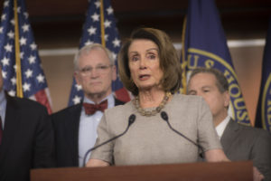 Rep. Nancy Pelosi (D-Calif.) speaks on Feb 8, 2018, a day after her historic 8 hour speech on the House floor, (Photo Doug Christian/TMN)