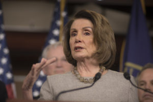 Rep. Nancy Pelosi (D-Calif.) speaks on Feb 8, 2018, a day after her historic 8 hour speech on the House floor, (Photo Doug Christian/TMN)
