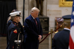 President DONALD TURMP pays his respects with a visit to the body of former President GEORGE HERBERT WALKER BUSH as he lies in state, December 3, 2018, (Photo ©2018 Doug Christian)